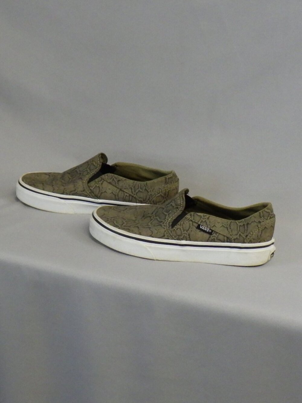 Vans Asher Logo Slip-On "Kelp/Black" Snakeskin Print Sneaker